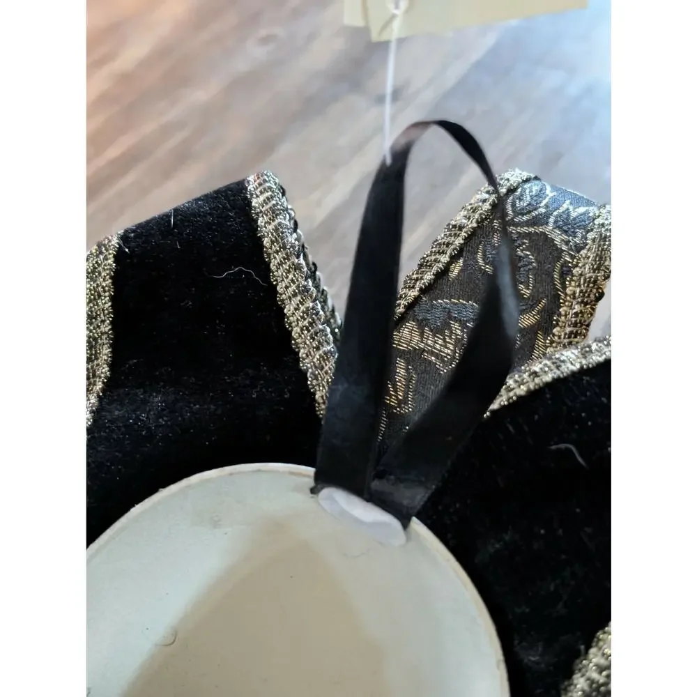 NEW! TOOMEY'S Mardi Gras HANDMADE JESTER Mask Full Face Black Gold Party